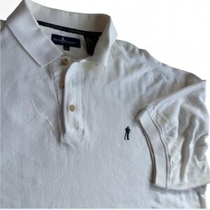 Payne Stewart Collection Mens Herringbone Cotton Golf Polo Dress Shirt XL white